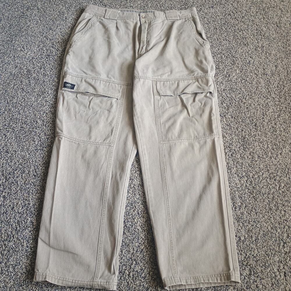 Bugle Boy Vintage 90s Khaki Baggy Chino Fatigue Pants 34x28 Skate Utility Grunge